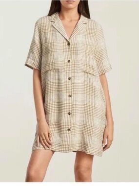 Everlane Brown and Cream Gingham Shirt